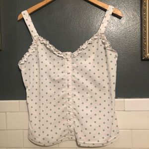 White & Mint green polka dot crop top